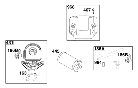 Air Cleaner Group Diagram and Parts List for 40N877-0037-B5  Briggs and Stratton Engine